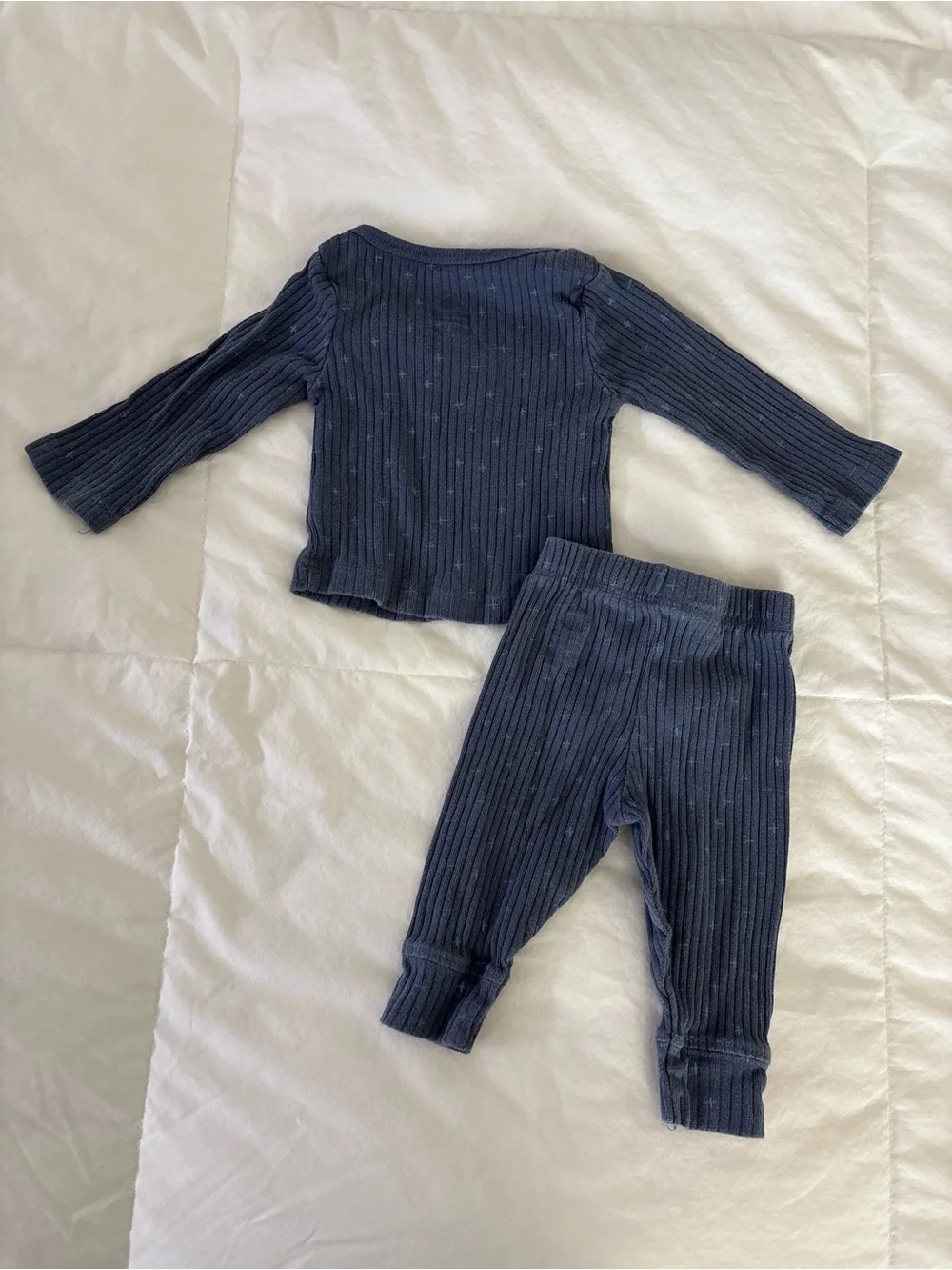 Cloud Island Navy Ribbed Long-Sleeve Baby Pajama Set